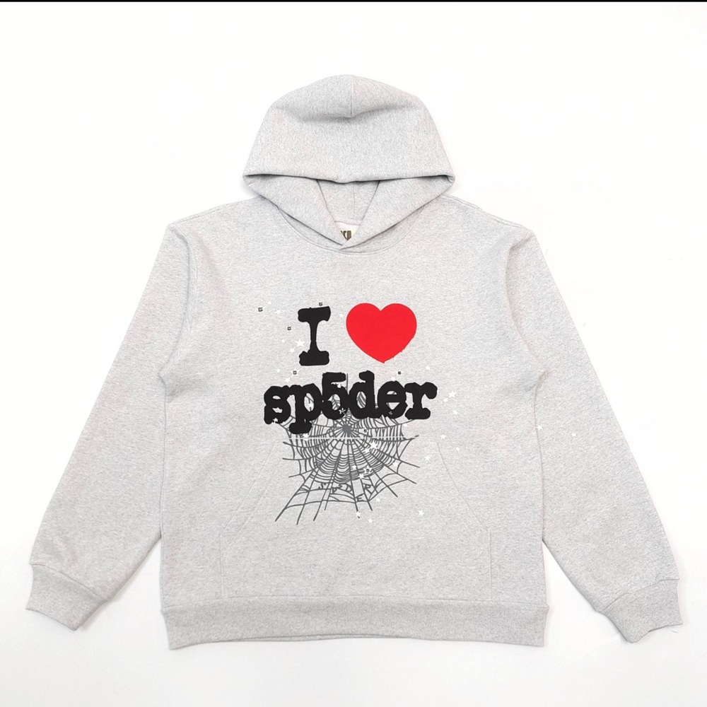 Light Gray Spider Graphic Sweater with Hood